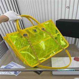 Designer-Totes Designer Transparent Jelly Handbags Printing Flower Laser Dazzle Colour Beach Chain Bag Women Pvc Handbag Purses Tote 6 color 33 cm