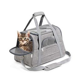 Strollers Soft Pet Carriers Portable Breathable Foldable Bag Cat Dog Carrier Bags Outgoing Travel Pets Handbag with Locking Safety Zippers