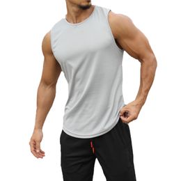 Mens Tank Tops Sports Top Summer Breathable Sleeveless Round Neck Solid Colour Running Fitness for Clothing 230504