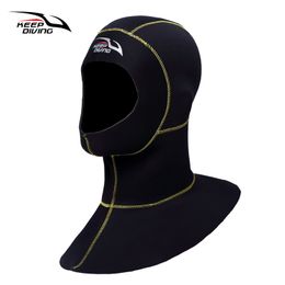 Swimming caps KEEP DIVING 3mm Neoprene Scuba Diving Hood With Shoulder Snorkelling Equipment Hat Cap Winter Swim Warm Wetsuit Spearfishing 230503