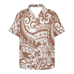 Men's Casual Shirts Polynesian Tribal Tongan Vintage Tattoo Prints Summer Fashion Mens Hawaiian Short Sleeve Button Beach Aloha Shirt