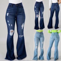 Womens Jeans 2023 High Waist Ripped Flared Jeans For Women Fashion Slim Hip Lift Stretch Denim Pants Street Casual Female Trousers S3XL 230504