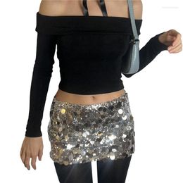 Skirts Xingqing Sequins Skirt For Women Summer Fairycore Grunge Low Waist Short 2000s Aesthetic Dance Street Club Party