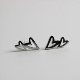 Stud Earrings 1pc Fashion Stainless Steel Double Heart-shaped Ear Studs Titanium Men Women Nightclub Party