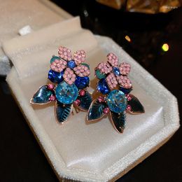 Dangle Earrings Exquisite Jewellery Gorgeous Colourful Zirconia Flower Women's Trendy Earring Elegant Accessories Classic Charm Jewellery
