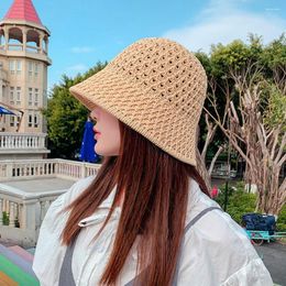 Wide Brim Hats Handmade Crochet Floppy Top Summer For Women Hollow Out Knit Dome Bucket Hat Foldable Beach Caps 2023 Sun
