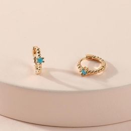 Hoop Earrings CHIAO Women Fashion Jewelry Blue Zirconia Cooper Mini Huggies Hoops For