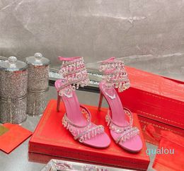 2023 dress shoes foot ring stiletto wedding shoes rhinestone Summer High Heeled Gladiator Sandal 35-40