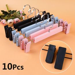 Organisation New 10pcs Flat Hook Pants Hangers Clothes Organiser Jeans Skirt Drying Rack With Nonslip Clip Cabinet Spacesaving 2022