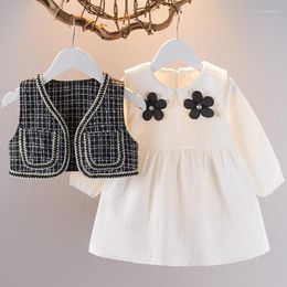 Clothing Sets 2 Pieces / Set Of Brand- Autumn Spring Long Sleeve Dresses 1-4 Year Old Girls Fashion Classic Temperament Small Suit Dress