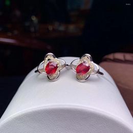Cluster Rings Fashion Red Gem Ring Women Silver Jewelry Natural Real 6mm 8mm 925 Sterling Gift Christmas Birthday