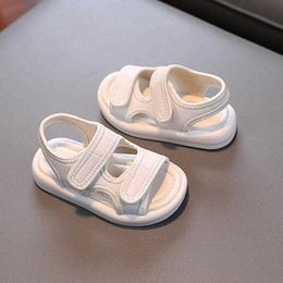 Summer Boy Sandals Children's Soft Soled Leather Comfortable Girls Flats Solid Colour Beach Footwear Shoes