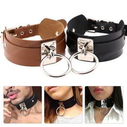 Oversized Choker Necklace Sexy PU Leather Women Collar Belt Choker Gothic Necklace Jewellery Club Party Gift