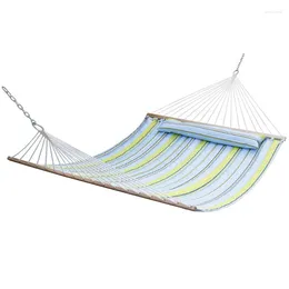 Camp Furniture Outdoor Double Hammock Quilted Fabric Bed Swing Hanging With Pillows For 2 People