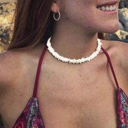 White Shell Necklace For Women Men Hawaiian Seashell Necklaces Girl Beach Beachy Beaded Summer Choker Jewelry