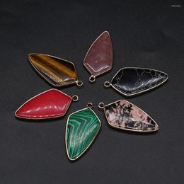 Pendant Necklaces Natural Stone Pointed Shield Shape Quartz Charms For Jewellery DIY Necklace Bracelet Earring Accessories Making 20x40mm