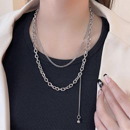 Chains Simple Double Layer Clavicle Necklaces For Women Men Fashion Stainless Steel Tassel Choker Necklace Jewellery Accessories Gift