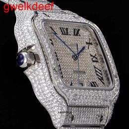 Wristwatches Luxury Custom Bling Iced Out Watches White Gold Plated Moiss anite Diamond Watchess 5A high quality replication Mechanical 238N IPA4