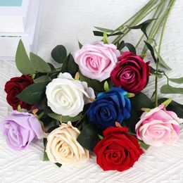 Decorative Flowers 52cm 9 Colour Bouquet Artificial Rose Home Accessories Wedding Party Scrapbook Fake Plants DIY Pompons