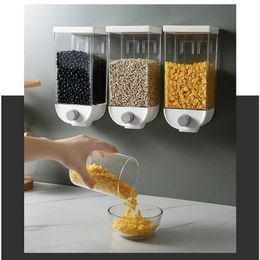 Organisation Wall Mounted Press Cereals Dispenser Grain Storage Box Dry Food Container Organiser Kitchen Accessories Tools 1000/1500ml