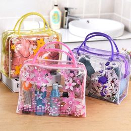 Cosmetic Bags Cases Women Floral Transparent Travel Makeup Wash Clear Handbag Bathing Underwear Toiletries Storage Waterproof Pouch 230503