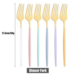 Dinnerware Sets 6Pcs Dinner Fork Cutlery Set Multicolor Gold Dessert Forks Stainless Steel Tableware Western Kitchen Flatware