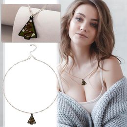 Chains Crystals Pendants Christmas Tree With Diamond Necklace Pendant Resin Of Santa Clausss Stone