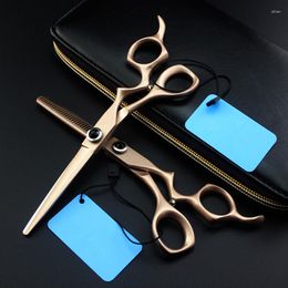 Professional Japan 440c Steel 6 '' Scissor Rose Gold Hair Scissors Haircut Thinning Barber Cutting Shears Hairdresser