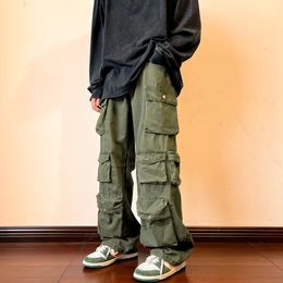 Men s Pants Cargo Multi pockets Tooling Pant Harajuku Vintage Loose Wide Leg Streetwear Casual Hip hop Mopping Trousers 230503