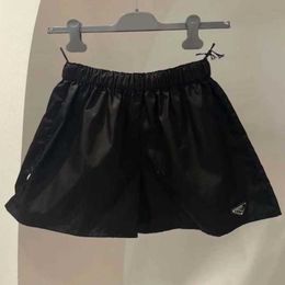 Designer t shirt Shirt Triangle Casual Black Nylon Shorts 23 Summer Elastic High Waist Loose Wide Leg Hot Pants