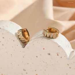 Hoop Earrings 2023 Unique Design Grey For Men Women Unisex Trendy 18K Gold Plated Waterproof Stainless Steel Jewelry