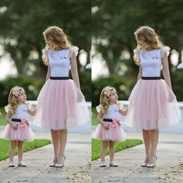 Family Matching Outfits FOCUSNORM Summer Fashion 2pcs Clothes Set Women Girl Kids Lace Tops Tutu Skirt Mom Girl 230504