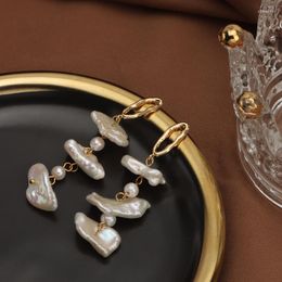Dangle Earrings Long Tassel Irregular Natural Freshwater Pearl For Women Delicate Flower Baroque Pearls Wedding Jewelry