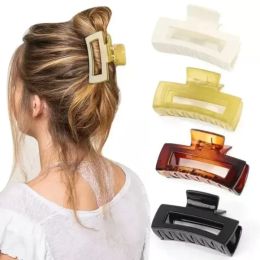 2023 Fashion Party Accessories Acrylic Hairs Clips Hairpins Solid Big Hair Claws Elegant Frosted Barrette Headwear Women Girls Hollow Bath Hair