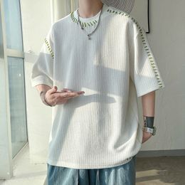 Men's T-Shirts Men Summer Quality T Shirts Manual Suture Harajuku Casual Tshirt For Male Neutral Oversize Tees Short Sleeve Tops 230504