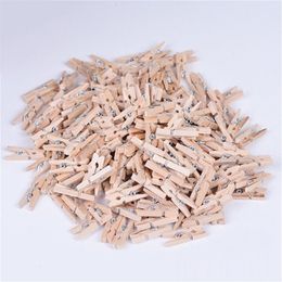 Bag Clips 50100 Pcs Small Mine Size 25mm Mini Natural Wooden For Po Clothespin Craft Decoration Pegs 230503