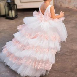Girl Dresses High Low Puffy Tulle Baby Girls Princess Flower Dress Wedding Party Kids Clothes Pageant Gown