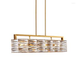 Pendant Lamps Post-modern Minimalist Crystal Lamp Light Luxury Creative Rectangular Bar Study Design Nordic Dining Room