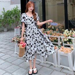 Party Dresses Large Size Ladies' Floral Summer Collect Waist French Gentle Wind Restoring Ancient Ways Of Tall Skirt Dress