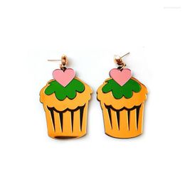 Dangle Earrings Cute Fun Acrylic Love Cake Birthday Gift Jewellery Creative Women's Personalised Exaggerated For Her