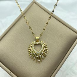 Pendant Necklaces Gold Plated Big Heart Zircon Stainless Steel Necklace For Women Fashion Steeel Jewerly In Accessories Luxury Design