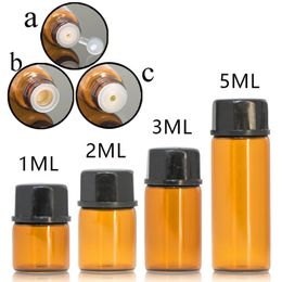 1000pcs/lot 1ml 2ml 3ml 5ml Essential Oil Bottles Small Amber & Transparent Glass Sample Vials with orifice