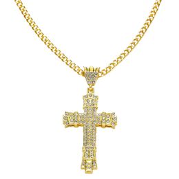 necklace for mens chain cuban link gold chains iced out jewelry Shiny Diamond Cross Pendant Necklace for Men and Women