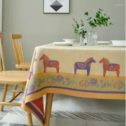 Table Cloth Nordic Modern Light Luxurious High-grade Horse Jacquard Weave Rectangular American Cotton Linen