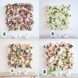 Decorative Flowers 1m Artificial Flower Wedding Decoration Background Wall Silk Rose Peony Hydrangea Tulip Mix Plant Simulation Row