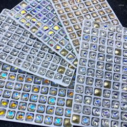 Nail Art Decorations 20Pcs K9 Glass 8mm Square Rhinestones For Sparkle DIY 3D Stones Jewellery Multi-Colors Gems