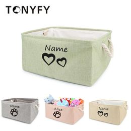 Toys Storage Box Pet Toy Storage Box Free Dog Name Printing Custom Dog Cat Toy Storage Container Foldable Bag Basket for Dogs Cats