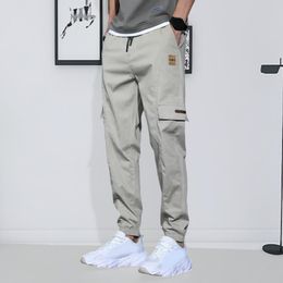 Men's Pants Mid Waist Stylish Drawstring Design Men Trouser Polyester Overalls Thermal for Dating 230504