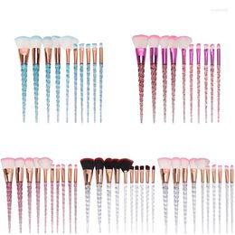 Makeup Brushes 10pcs Crystal Set Pink Blue Facial Foundation Contour Eye Shadow Eyeliner Lip Cosmetic