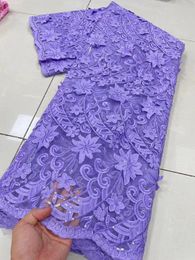 Fabric Purple African Lace Fabric High Quality Swiss Lace Fabric With Sequins Nigerian Tulle Lace French Embroidery Net Mesh Lace 5Yard